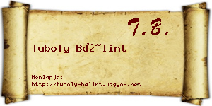Tuboly Bálint névjegykártya