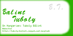 balint tuboly business card